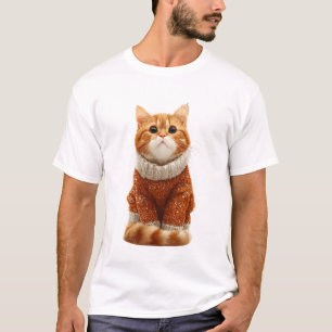 Charming Ginger Cat in a Cosy Knit Sweater