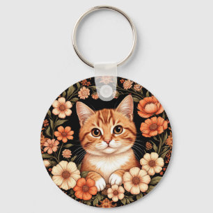 Charming Ginger Cat Key Ring