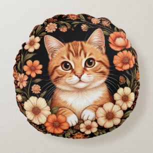 Charming Ginger Cat Round Cushion