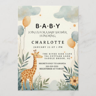 Charming Giraffe Baby Shower Invitation