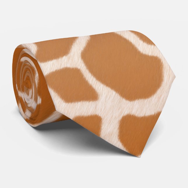 Charming Giraffe Spots Wild Animal Print Tie (Rolled)