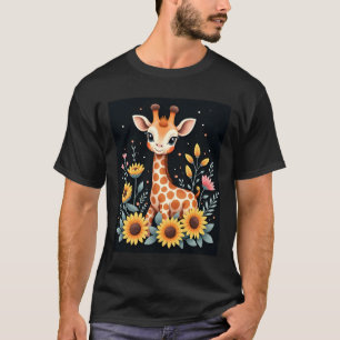Charming Giraffe Surrounded By Flowers Long Sleeve T-Shirt
