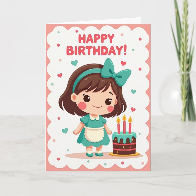 Charming Girl Birthday Card (Front)