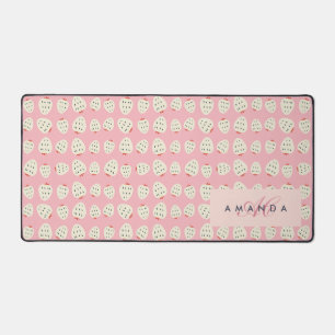Charming Girly Strawberry Pattern Monogram Gifts Desk Mat