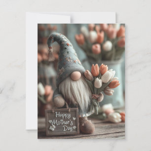 Charming Gnome Holding a "Happy Mother's Day" Sign Postcard