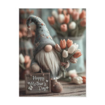 Charming Gnome Holding a "Happy Mother's Day" Sign