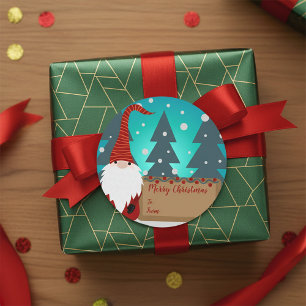 Charming Gnome Snowy Winter Wonderland Christmas Classic Round Sticker