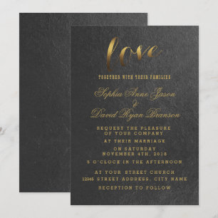 Charming Gold Foil Black Wedding Invitation