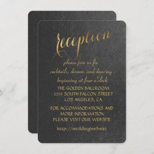 Charming Gold Foil Black Wedding Reception Invitation