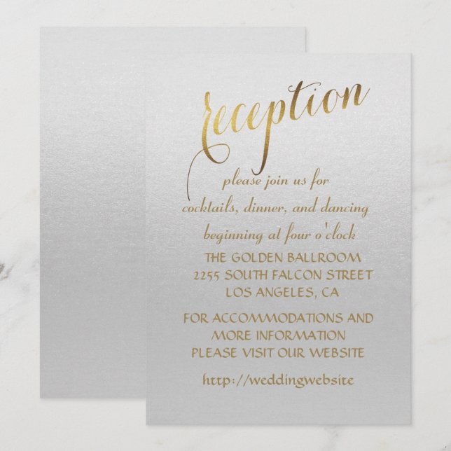 Charming Gold Foil Grey Wedding Invitation (Front/Back)
