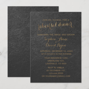 Charming Gold Foil Grey Wedding Rehearsal Dinner Invitation