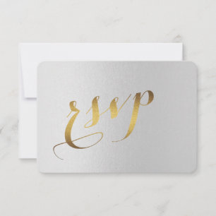 Charming Gold Foil Grey Wedding RSVP