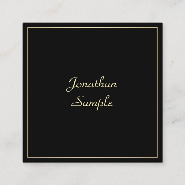 Charming Gold Handwritten Script Elegant Plain Square Business Card (Front)