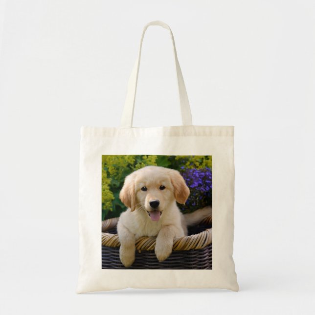 Charming Goldie Dog Puppy, cotton Tote Bag (Front)