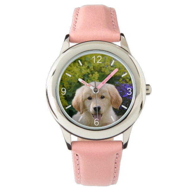 Charming Goldie Retriever Dog Puppy -  dial-plate Watch (Front)
