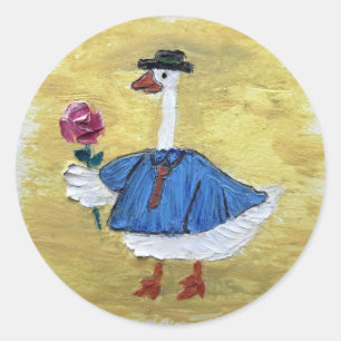Charming Goose with Rose sticker Original art