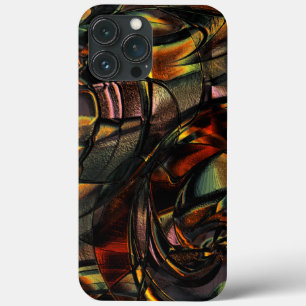 Charming grained texture, embossed golden green iPhone 13 pro max case