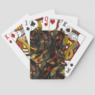 Charming grained texture, embossed golden green playing cards