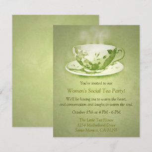 Charming Green Tea Party Invitation
