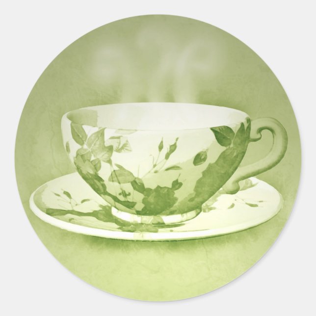 Charming Green Teacup Stickers (Front)