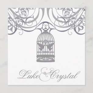 Charming Grey Birdcage Wedding Invitation