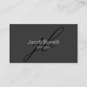 Charming Grey Black Monogram Business Card