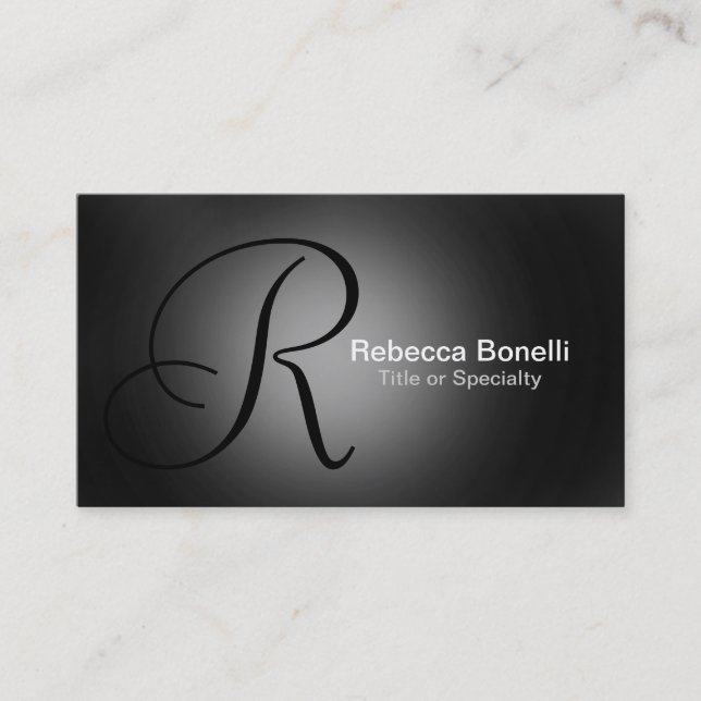 Charming Grey Monogram Consultant Business Card (Front)