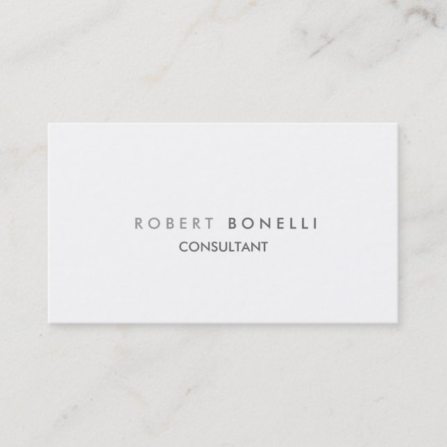 Charming Grey White Consultant Business Card (Front)