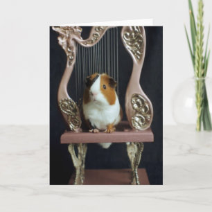 Charming Guinea Pig Harp Greeting Card – Storybook