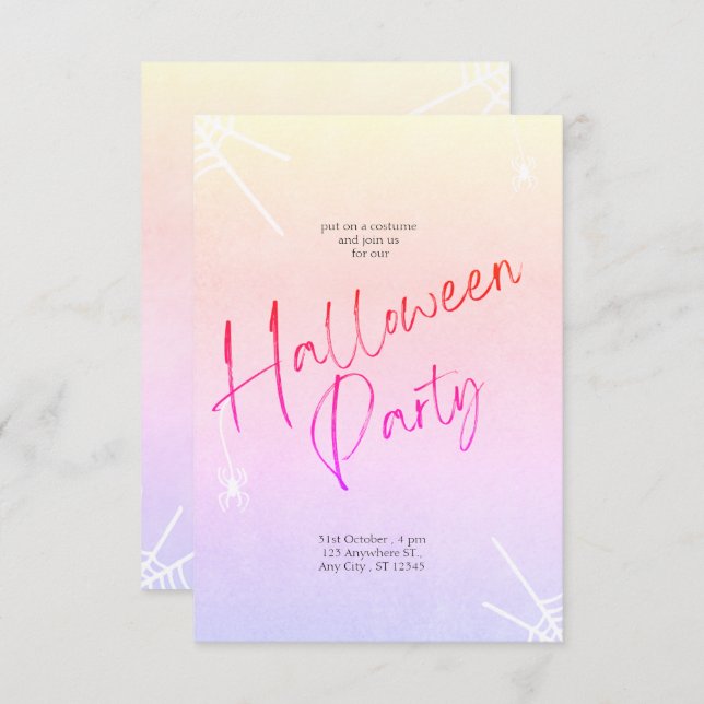 Charming Halloween Handwritten Party  Invitation (Front/Back)