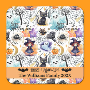 Charming Halloween Paper Coaster Customisable Name