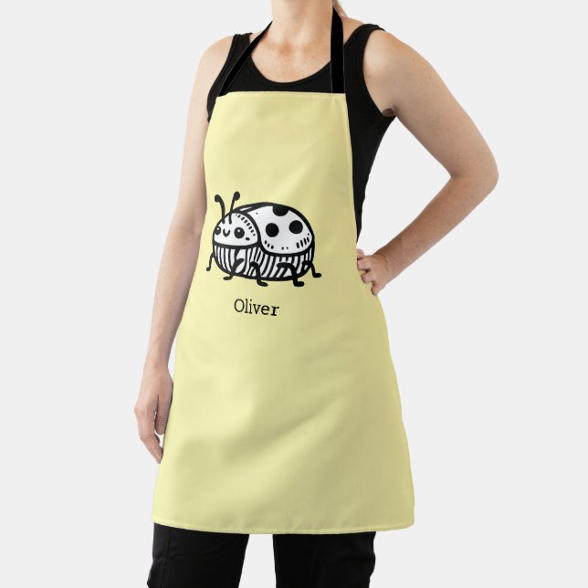 Charming Hand-Drawn Beetle Illustration  Apron (Insitu)