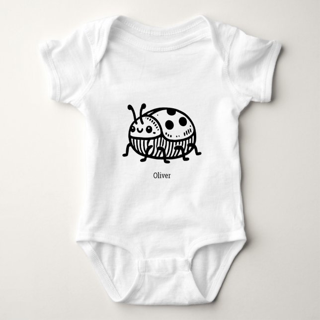 Charming Hand-Drawn Beetle Illustration  Baby Bodysuit (Front)