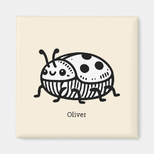 Charming Hand-Drawn Beetle Illustration Magnet