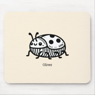 Charming Hand-Drawn Beetle Illustration Mouse Mat