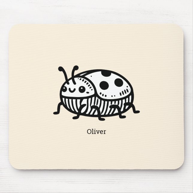 Charming Hand-Drawn Beetle Illustration  Mouse Mat (Front)