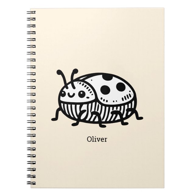 Charming Hand-Drawn Beetle Illustration  Notebook (Front)