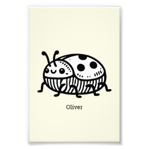 Charming Hand-Drawn Beetle Illustration  Photo Print