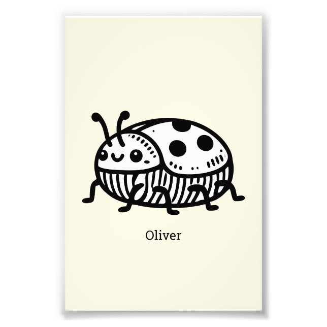 Charming Hand-Drawn Beetle Illustration  Photo Print (Front)
