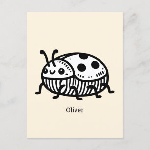 Charming Hand-Drawn Beetle Illustration Postcard