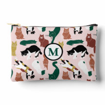 Charming hand-drawn cats on pink background