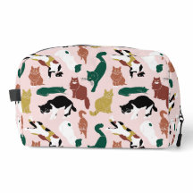 Charming hand-drawn cats on pink background