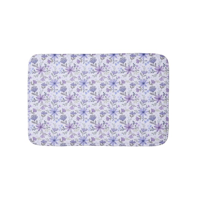 Charming Hand Drawn Flowers Bath Mat (Front)