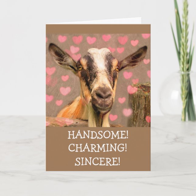 Charming Handsome Goat Valentine's Holiday Card (Front)