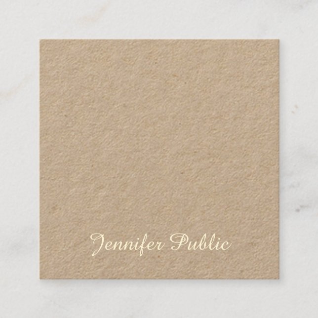 Charming Handwritten Script Attractive Unique Square Business Card (Front)
