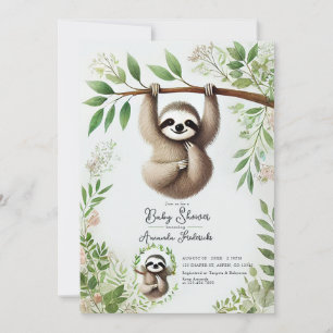 Charming Hanging Sloth Baby Shower Invitation