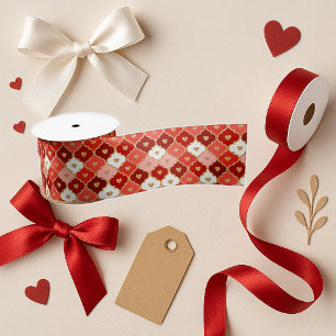 Charming Heart Grid  Valentine Crafts Satin Ribbon