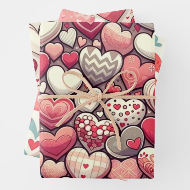 Charming Heart Pattern for Valentine's Day Wrapping Paper Sheet (In situ)