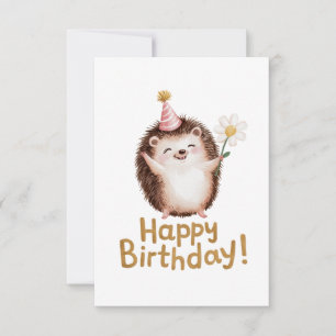 Charming Hedgehog Birthday Design with Party Hat Thank You Card