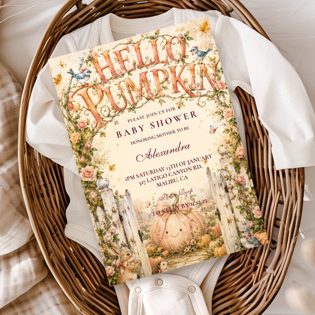 Charming Hello Pumpkin Baby Shower Invitation (Creator Uploaded)